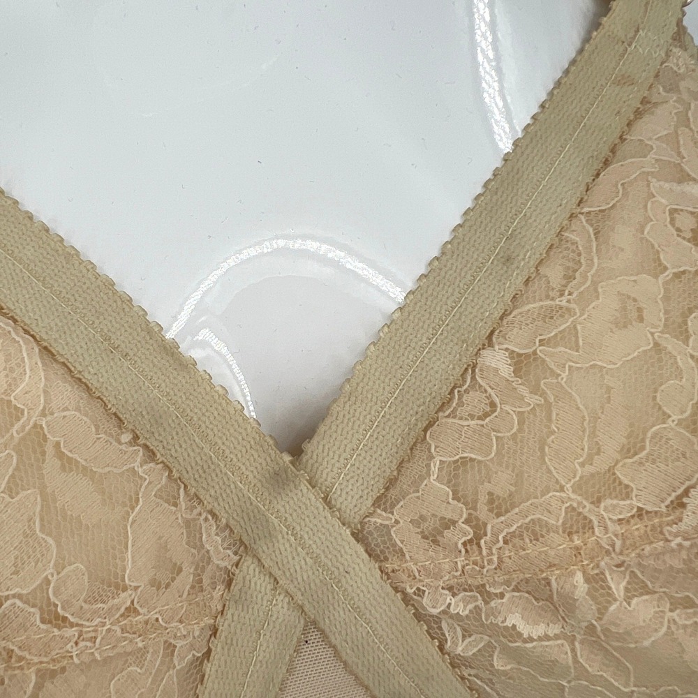 Vintage JCPenny Adonna Cross Front Bra Size 36C Style 2377 Nude Lace Bullet Bra - Picture 7 of 8